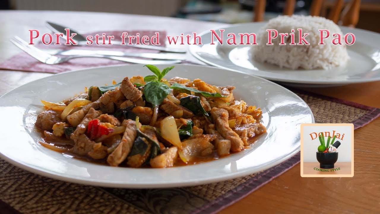Pork stir fried with Nam Prik Pao (chilli paste in soybean oil), Thai food