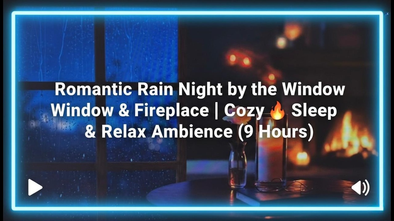 Romantic Rain Night by the Window & Fireplace 🌧️🔥 | Cozy Sleep & Relax Ambience (9 Hours)