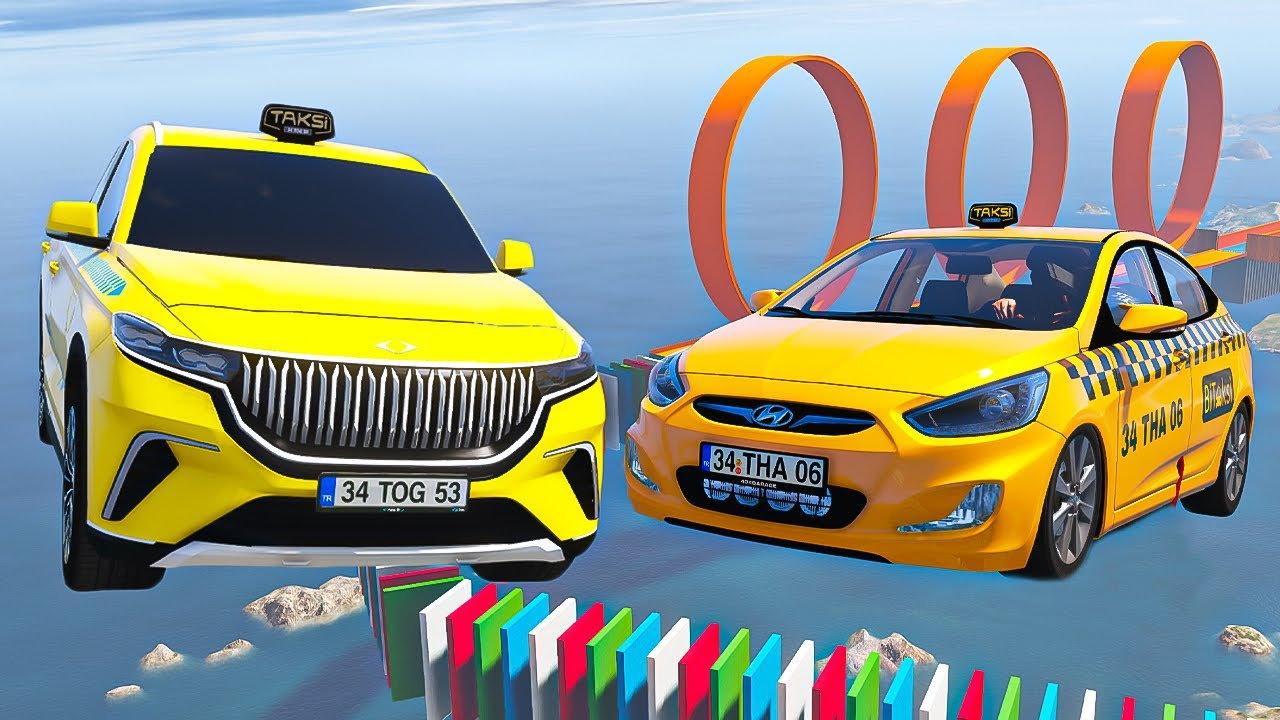 Türk Taksi Arabalar Renkli Blok Parkurunda - GTA 5 MODS