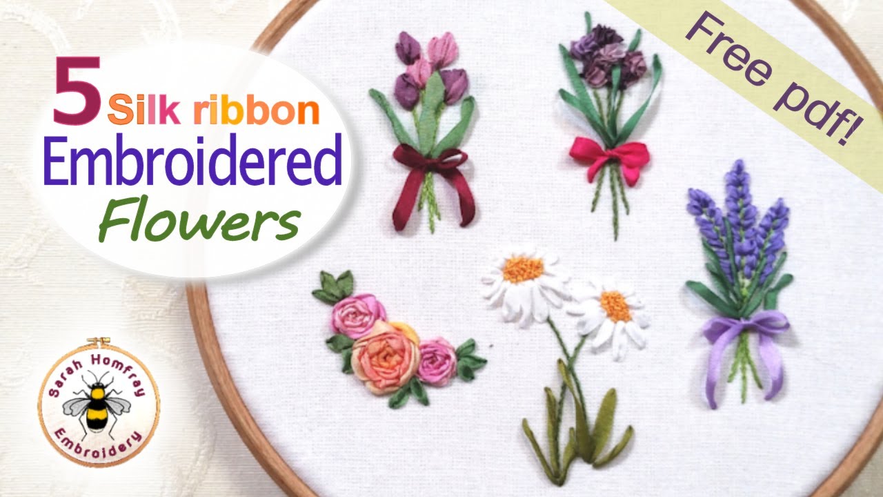 Silk ribbon embroidery tutorial with full instructions and free design pdf for you to stitch!