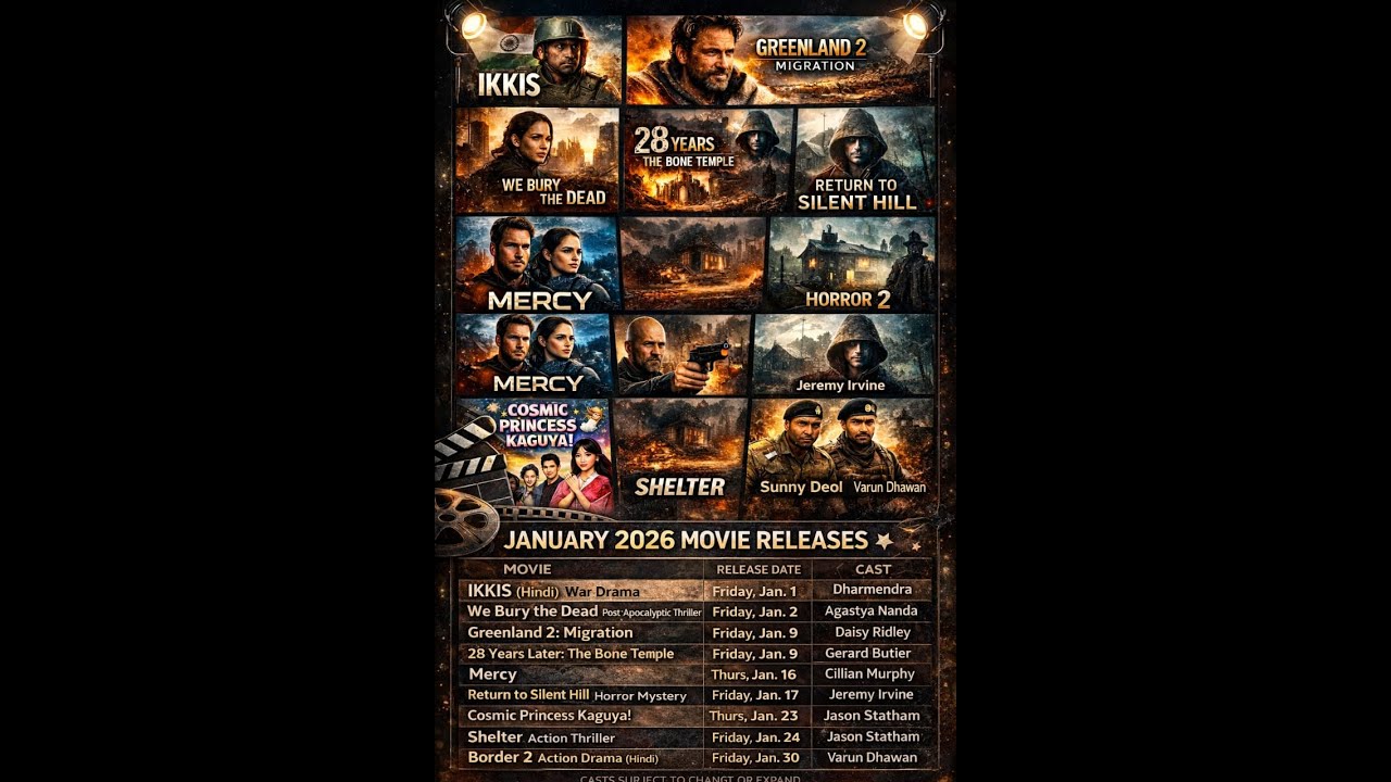 January 2026 Upcoming Movies — Full Cast & Release Dates | Live Update 🎥🔥