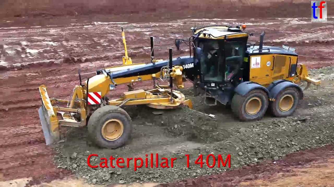 CATERPILLAR 140M GRADER on highway construction site, A8, Karlsbad, GERMANY. 2013
