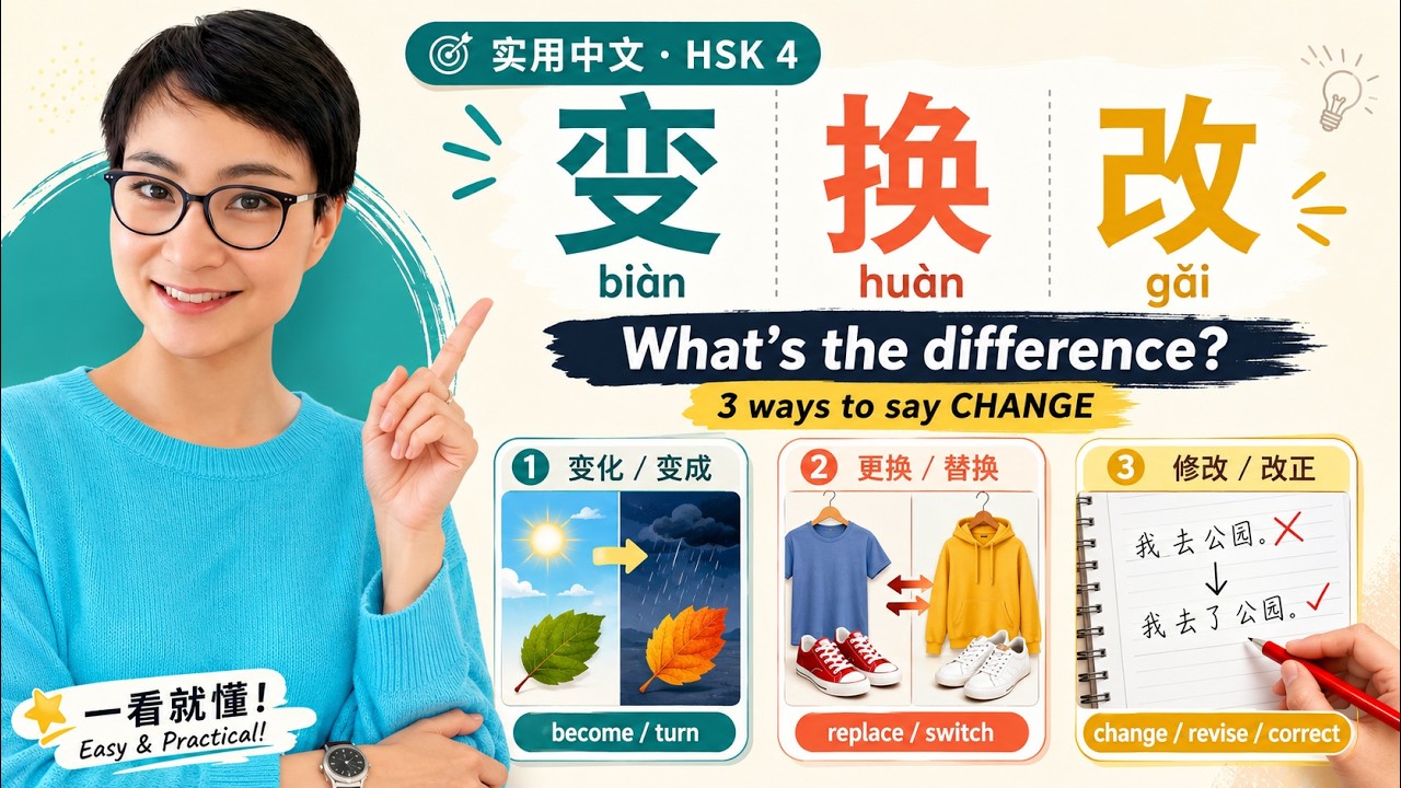0126 G 变、换、改有什么区别？Biàn  vs. ‘Huàn’ vs. Gǎi’: What’s the Difference? Learn How to Use Them in Chinese