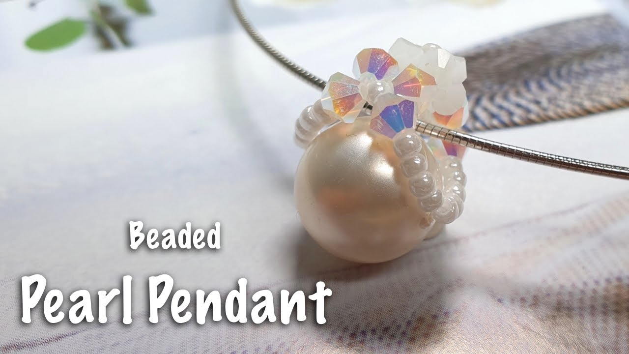 Beaded Pendant | Beading tutorials | 비즈 진주목걸이 | 비즈 팬던트 목걸이 | ビーズ DIY | ビーズ 真珠ペンダント| ビーズネックレス