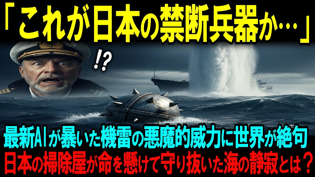 【海外の反応】「これが禁断の兵器の正体か…」最新AIが暴いた機雷の悪魔的威力に世界が絶句！数万トンの軍艦を一瞬で葬る“物理の罠”と、日本の掃除屋が命を懸けて守り抜いた海の静寂とは？