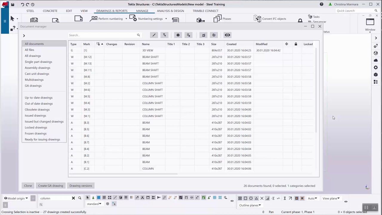 Tekla Structures 2019i - Improvements to the Document manager