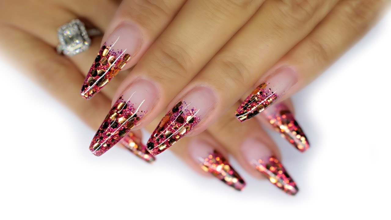 🍂AUTUMN/FALL NAILS | HARD GEL GLITTER FADE ♡ BALLERINA SHAPE 🍂