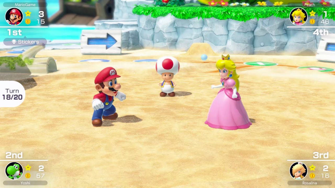 Mario Party Superstars | Peach vs Rosalina vs Mario vs Yoshi #503 Turns 20 (Player 1)‎‎