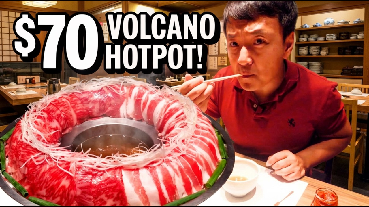$70 Japanese Wagyu Beef "VOLCANO" Shabu Hotpot in Tokyo Japan