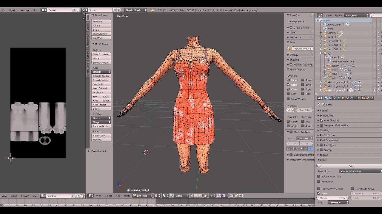 Making new textures for TS4 Using "bake" in blender