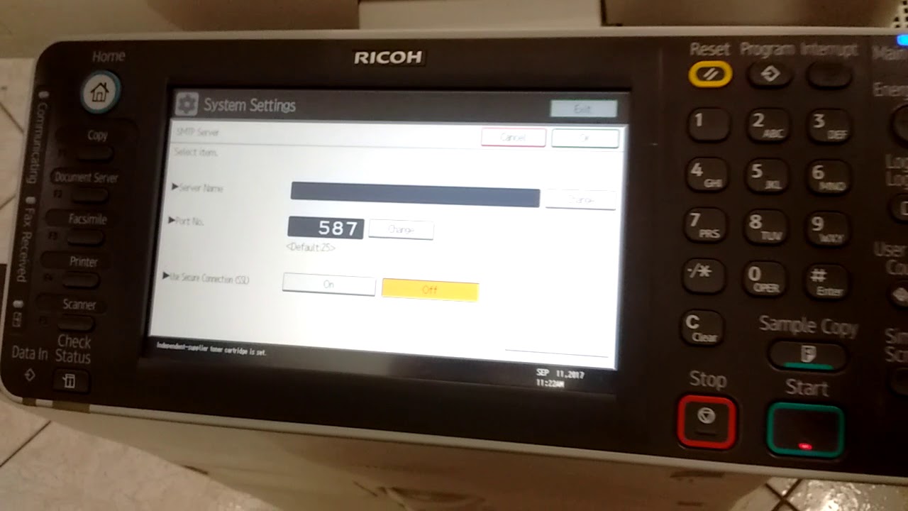 Configuração de Scanner  Ricoh 3002 Email