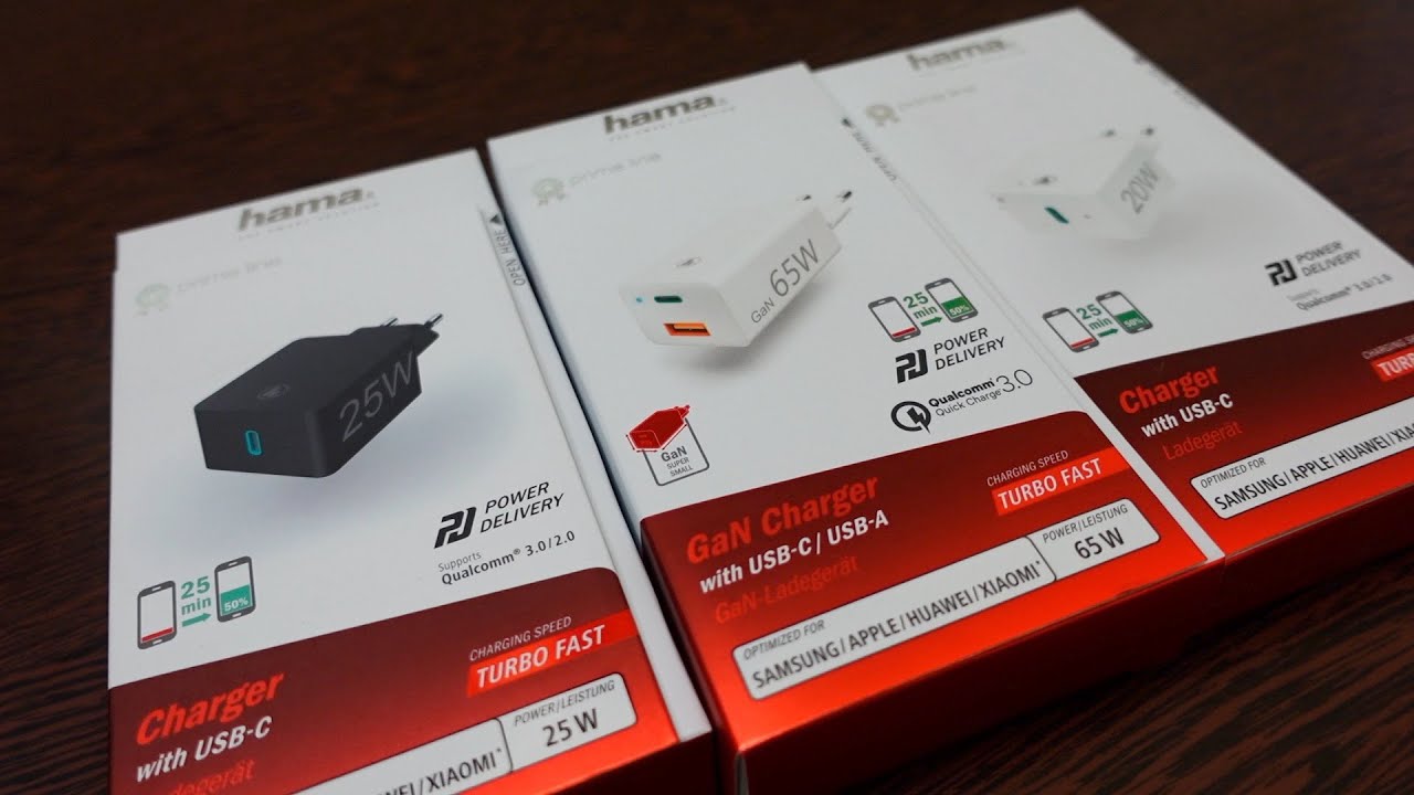 Hama ładowarki 65W, 25W, 20W UDB-C PD + QC 2.0 + QC 3.0