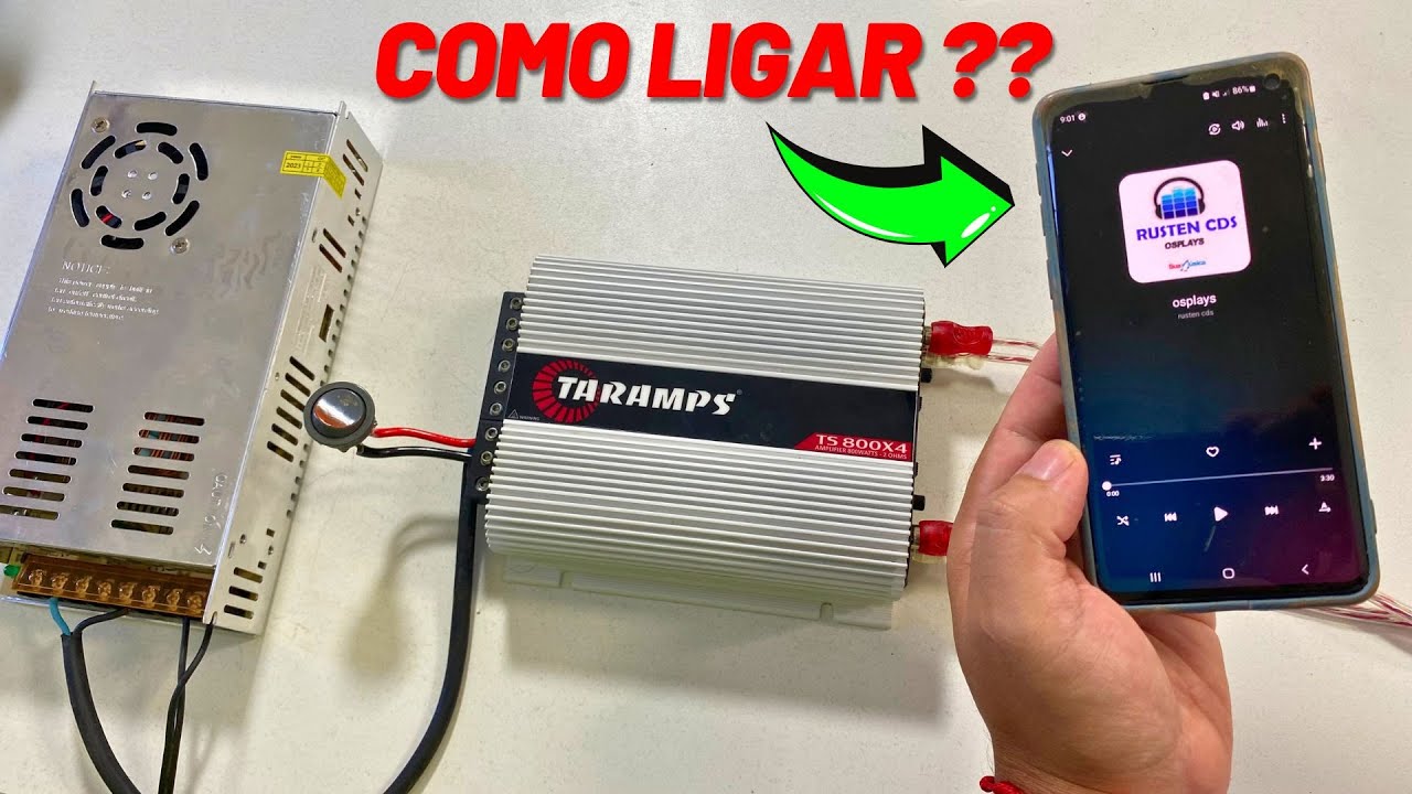 Como ligar CELULAR no MODULO OU FONTE CHAVEADA com cabo P2