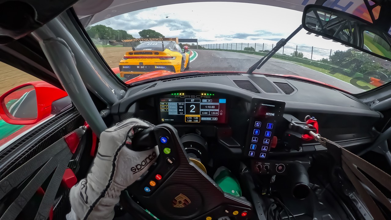 EPIC Porsche Cup POV at Imola on a slippery track...