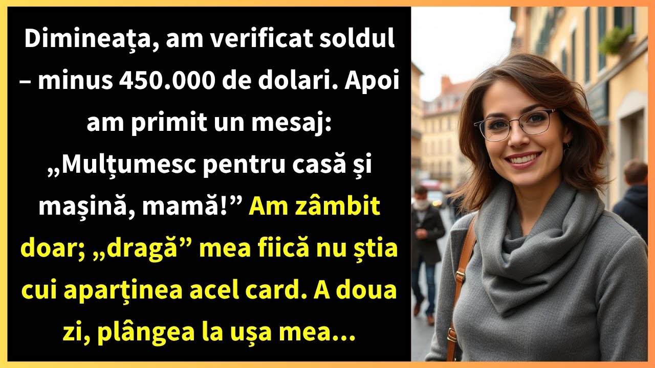 Dimineața, am verificat soldul – minus 450.000 de dolari. Apoi am primit un mesaj: