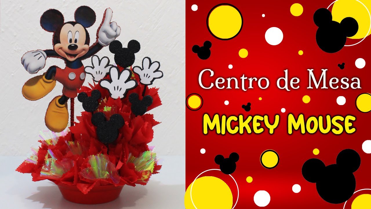 Centro de Mesa Mickey Mouse 💛 Como hacer un centro de mesa fácil, bonito y económico  🥰