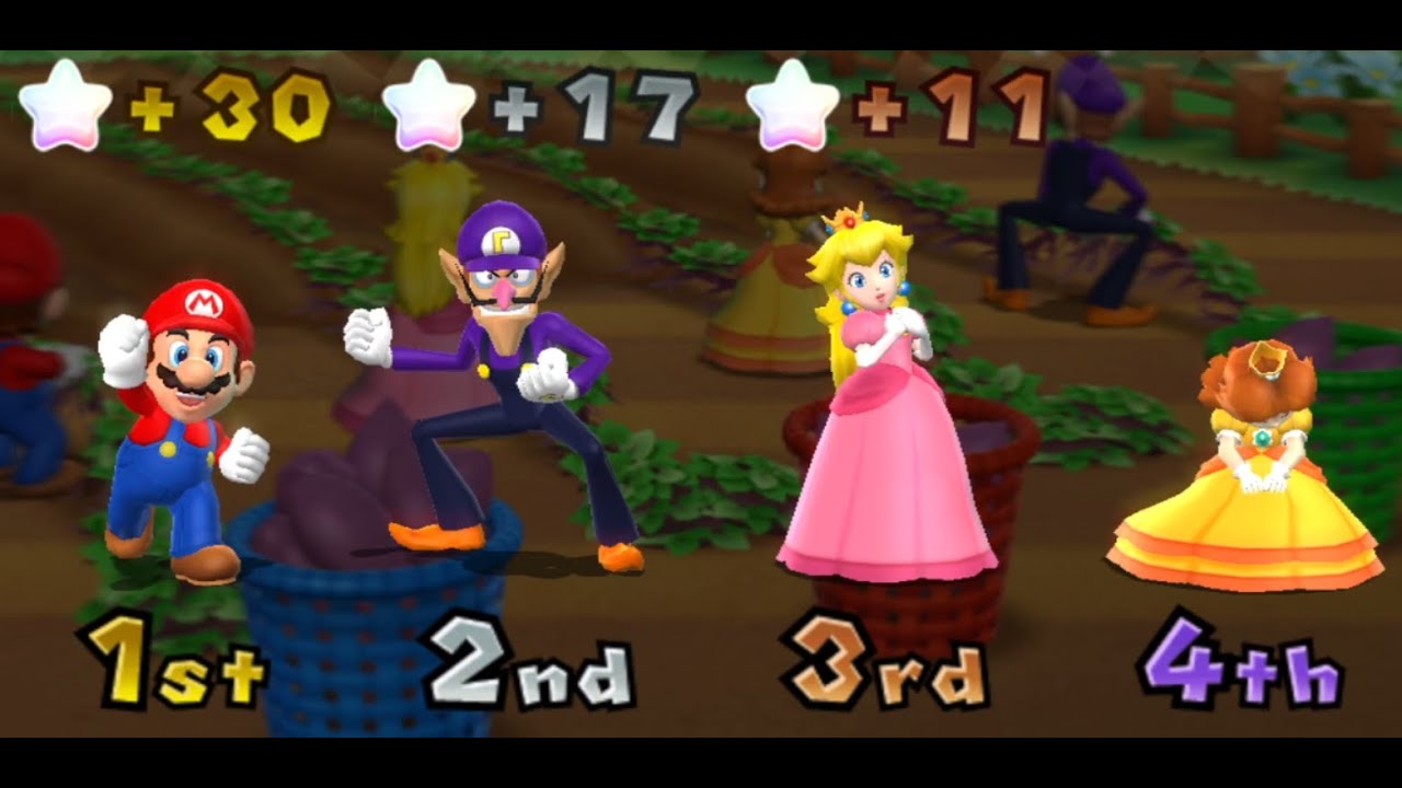 Mario Party 9- Mario vs Peach vs Daisy vs Waluigi- Toad Road (Very Hard Diffculty)