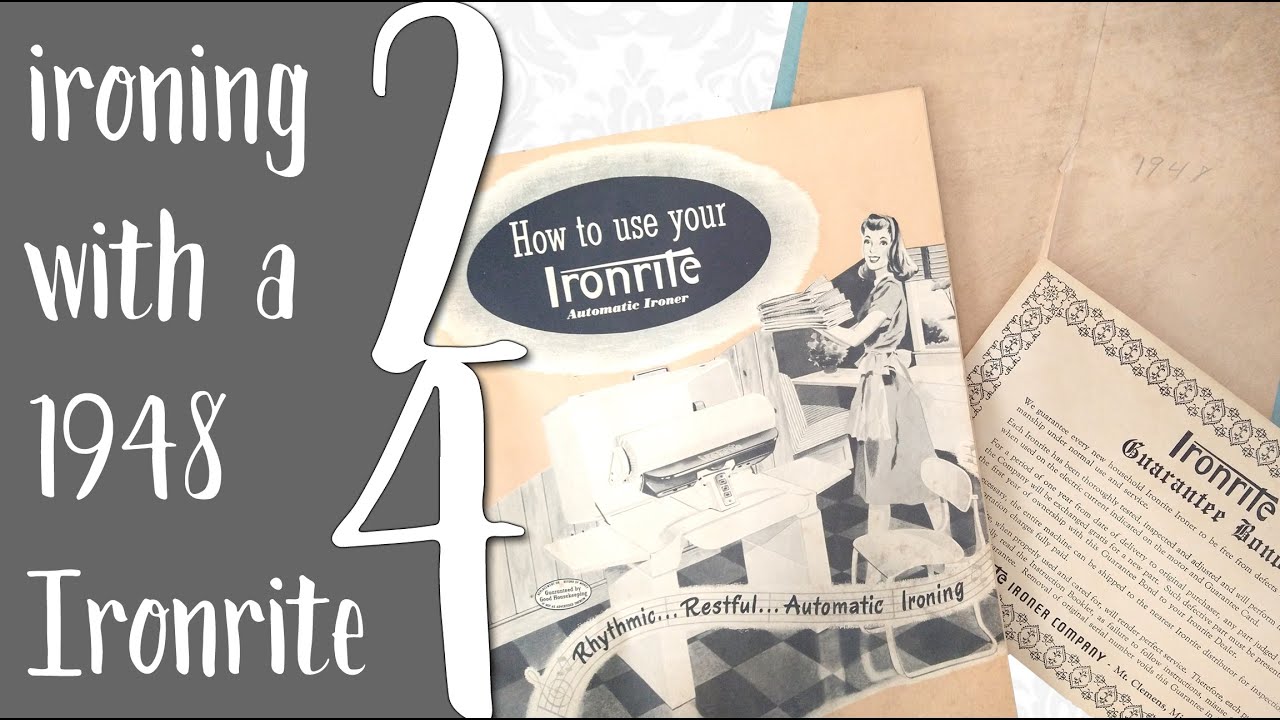 Vintage 1940s Ironrite Mangle Demo - ironing a pillowcase & Victorian era 1890s skirt & shirtwaist