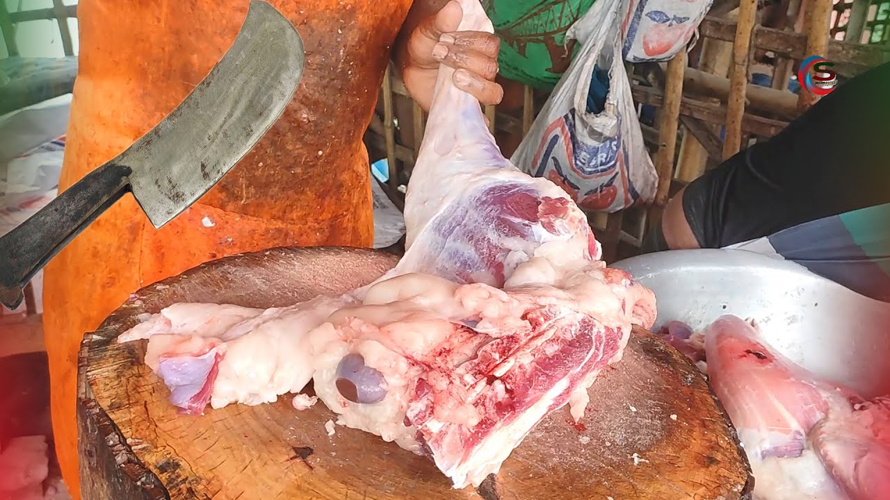 Full Fresh Mutton Big Leg Piece Cutting Skills | Desi Meat Goat Cutting Skills | @cuttingstore