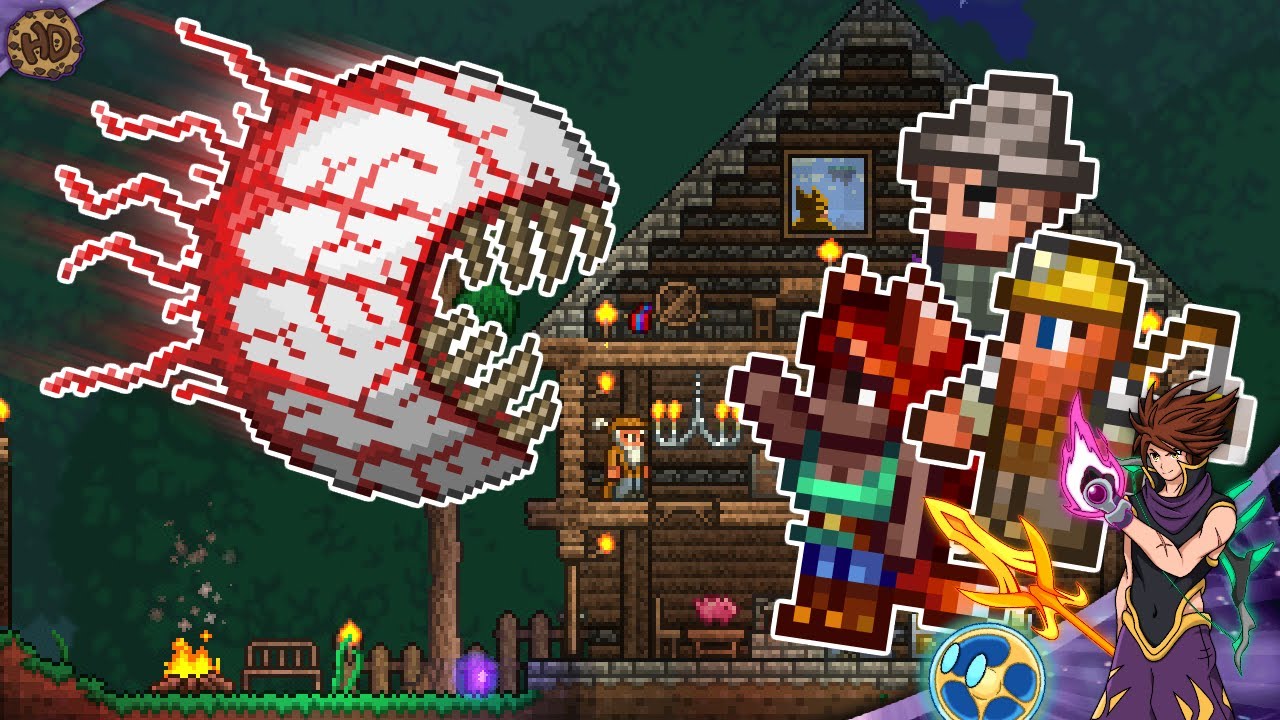 MASTER MODE Eye of Cthulhu Attacks my Town! | Terraria 1.4 HappyDays