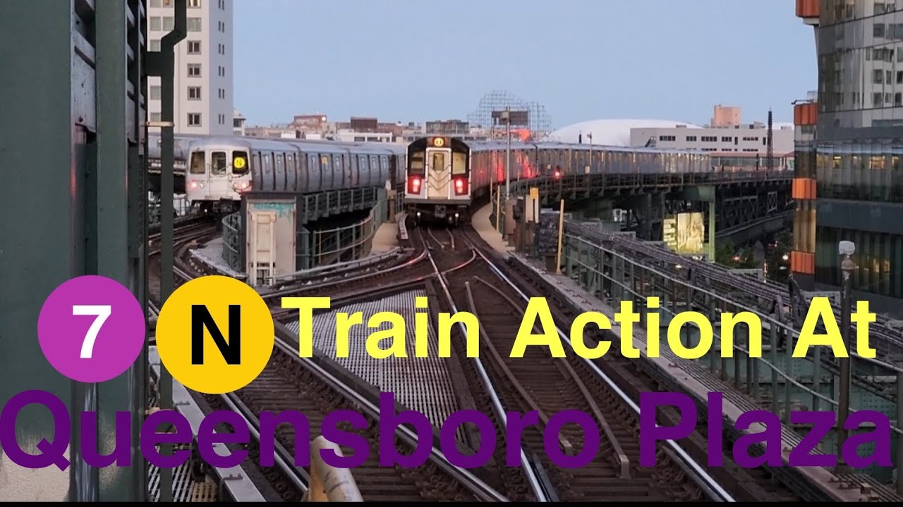 MTA NYC Subway: (7)(N) Train Action at Queensboro Plaza