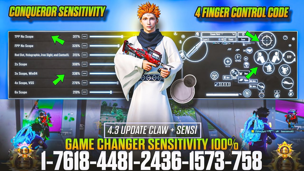4.3 Update Zero Recoil Sensitivity Settings in BGMI-PUBG 🔴 4 Finger Control / 2026 sensitivity bgmi
