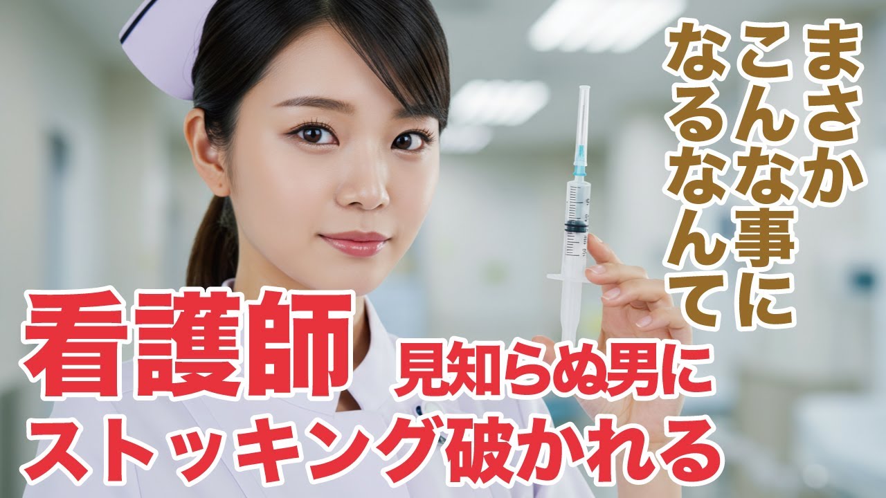 『女性朗読』看護師の仕事終わり、歩きスマホでで歩いていたら、自転車にぶつかりそうになり転倒…膝には黒いストッキングの隙間から傷が、男性が手当するが「ストッキング、破りますね」の言葉にドキッとする