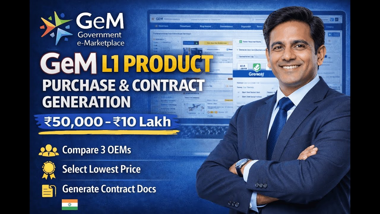 GeM L1 Product Purchase & Contract Generation | Step-by-Step Guide (₹50,000 to ₹10 Lakh)