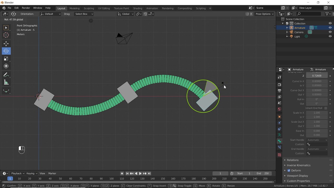 Blender 2.8 How to make multi-span Bendy bone beams