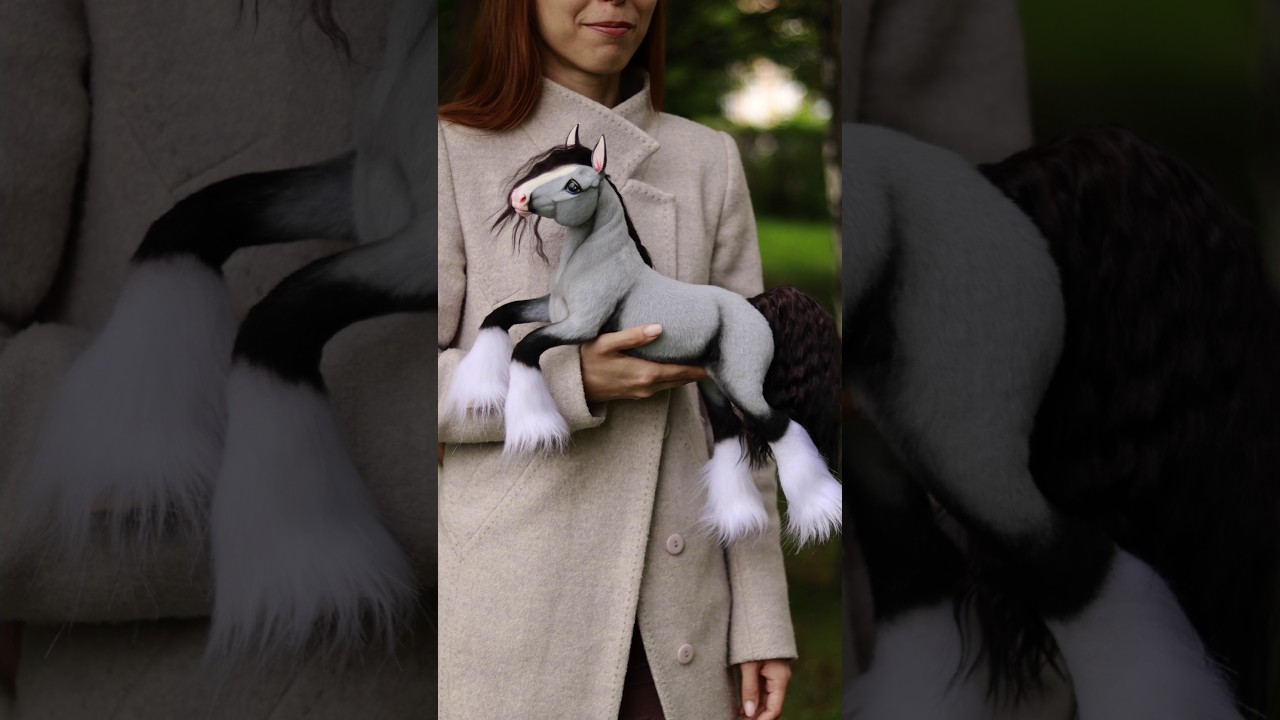 Poseable art doll gray horse #horse #horseart #horsetoy #arttoy #arttoys
