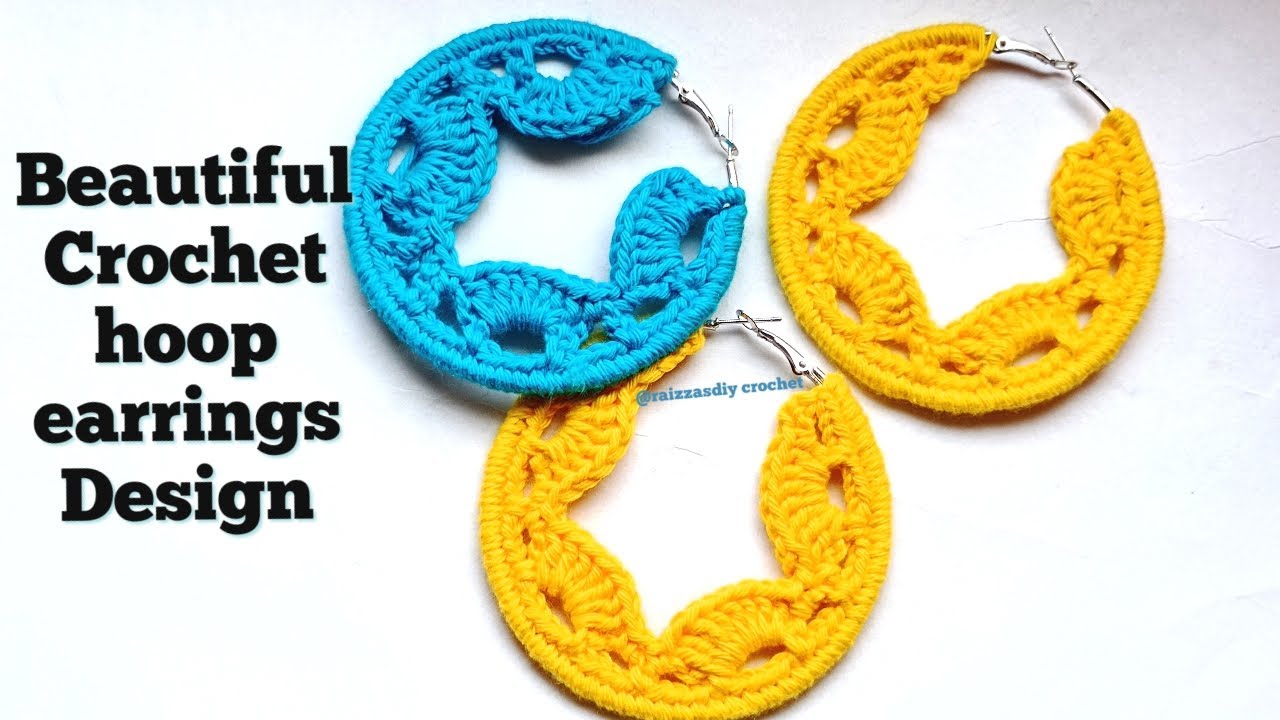How to crochet a super easy crochet earrings Tutorial - crochet hoop earrings