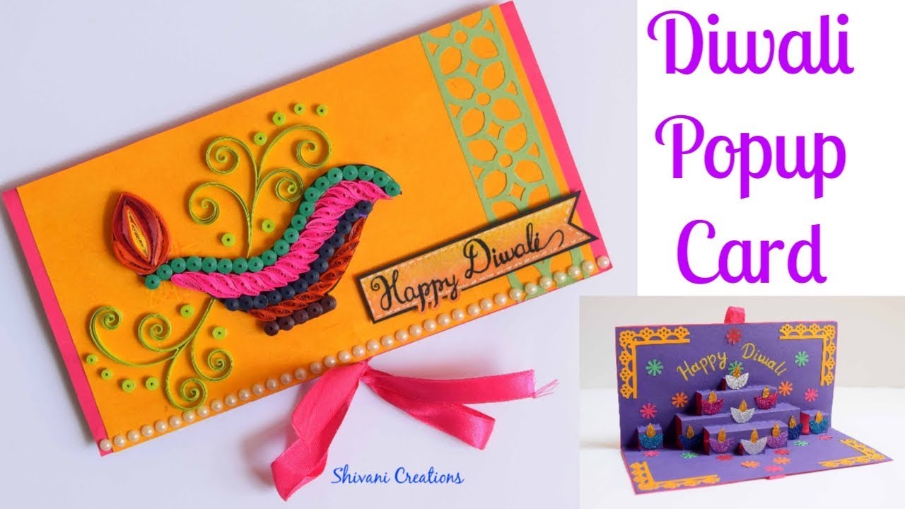 Quilled Popup Diwali Card/ Quilling Diya Card/ DIY Diwali Greeting Card
