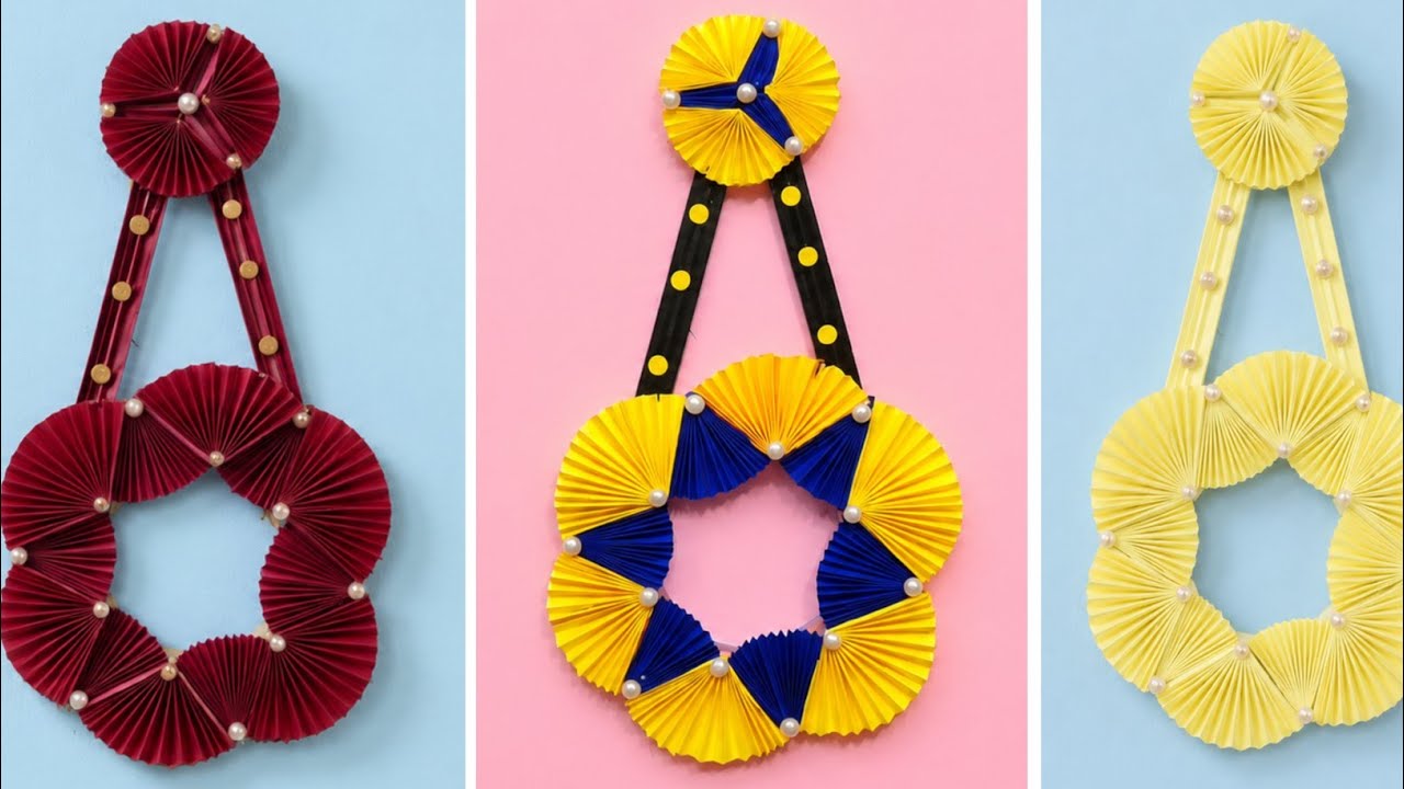 Quick Easy Paper Wall Hanging Ideas / Yellow And Blue Paper Wall Decor / Unique Wall Craft / DIY 