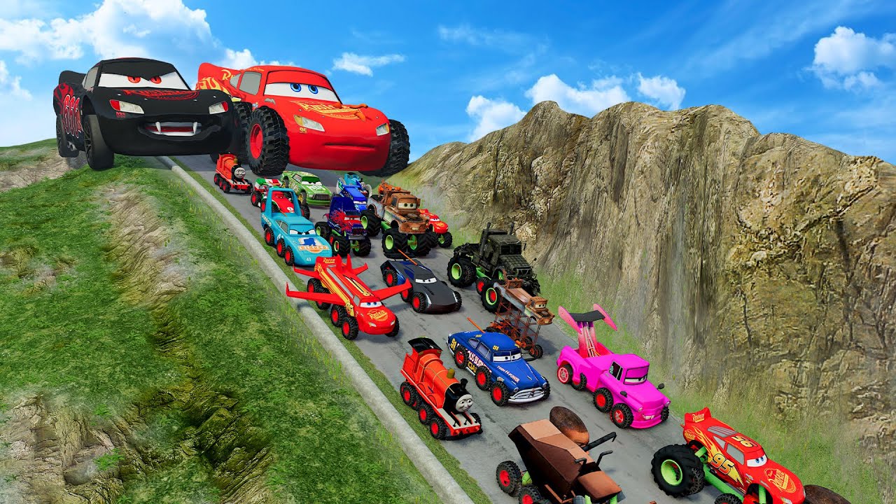 Big & Small Lightning McQueen Boy,evil mcqueen vs Tow Mater,Pixar Car vs DOWN OF DEATH in BeamNG