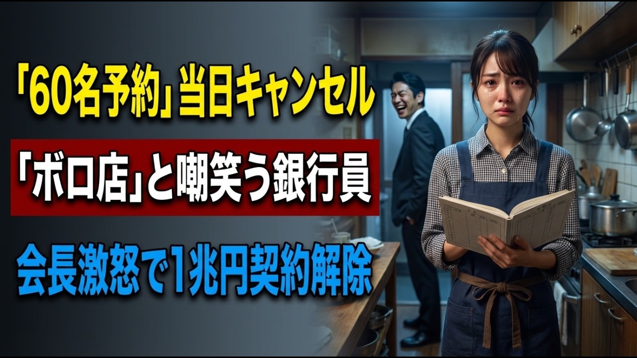 「こんなボロ店でずらし新年会？60名分100万円分キャンセルでｗ」貧しい母娘で営む小料理屋を見下す銀行員─翌日、金融界も恐れる大物重要人物「1兆円の契約破棄で進める」銀行業界因果応報