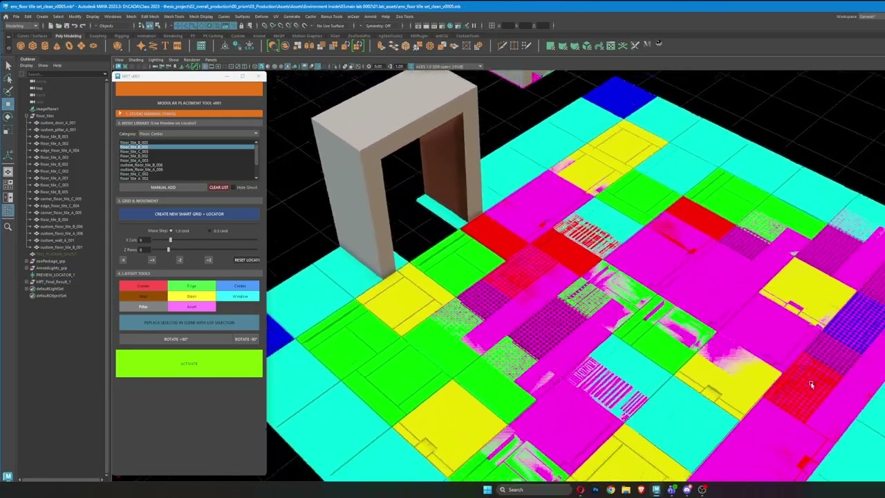 Modular tile tool for maya