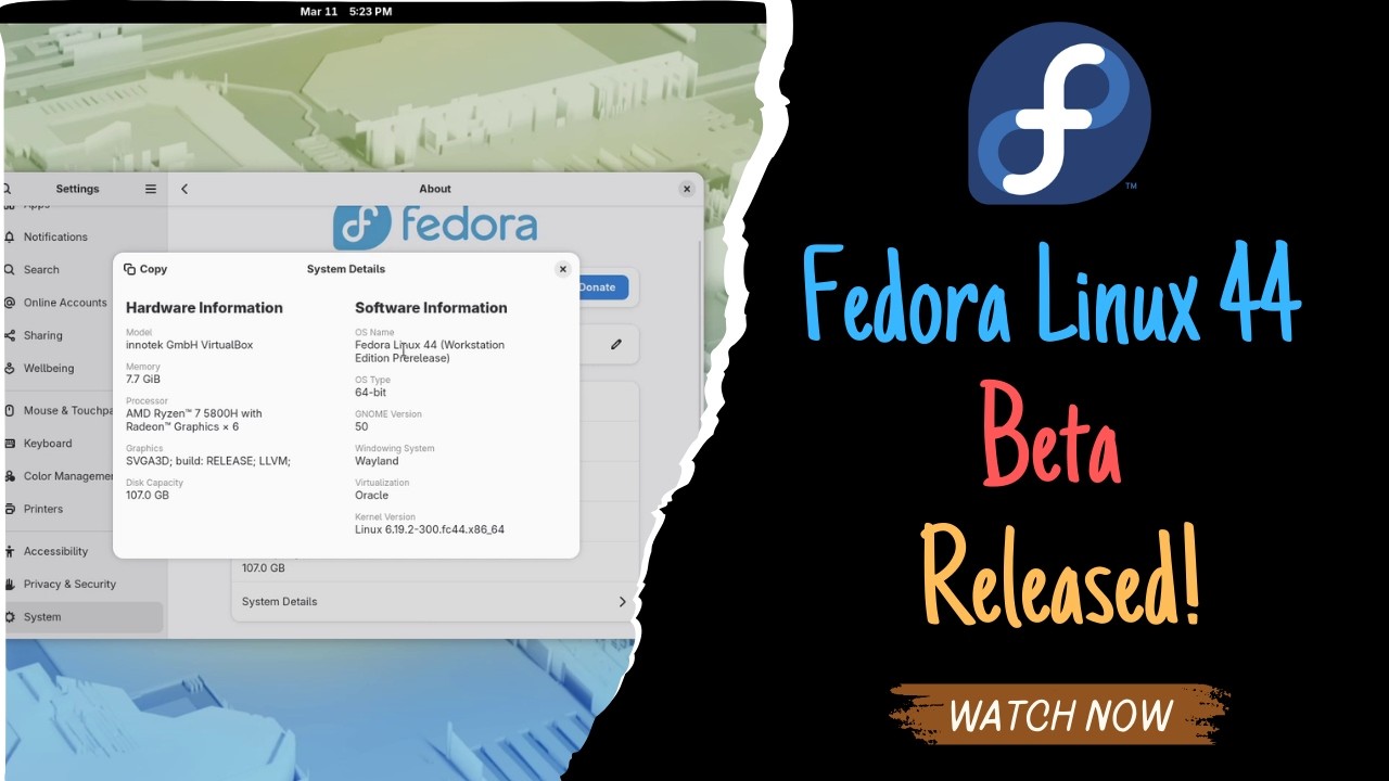 Вышла бета-версия Fedora Linux 44! GNOME 50, Linux 6.19, KDE Plasma 6.6 и многое другое (2026)
