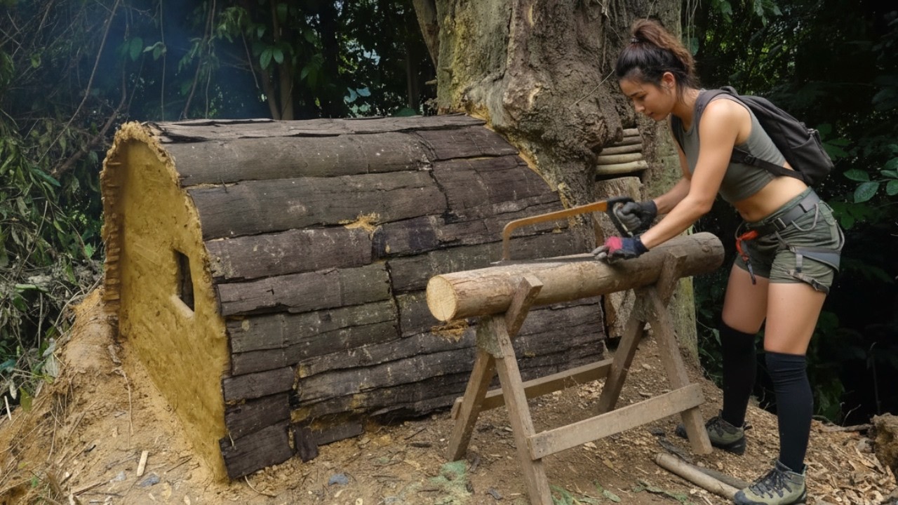 60 Days Building a Hidden Survival Shelter in the Forest | TIMELAPSE Bushcraft Journey