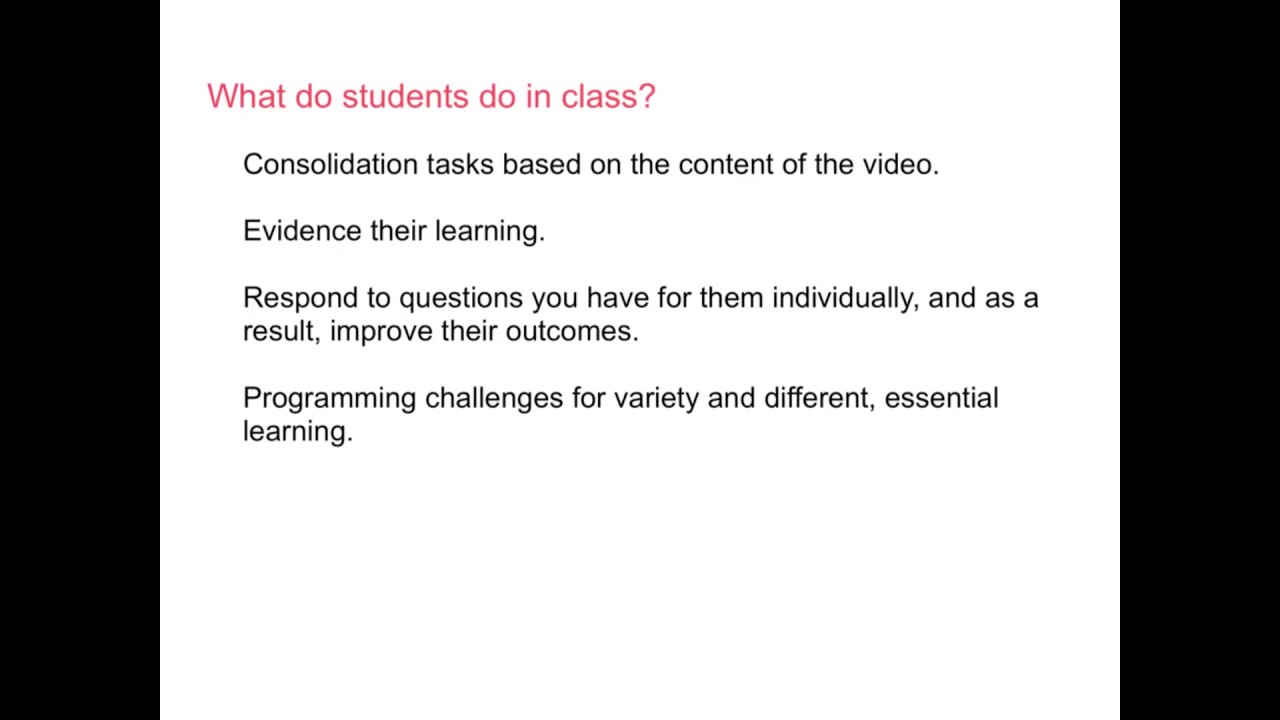 Flipped classroom pedagogy walkthrough