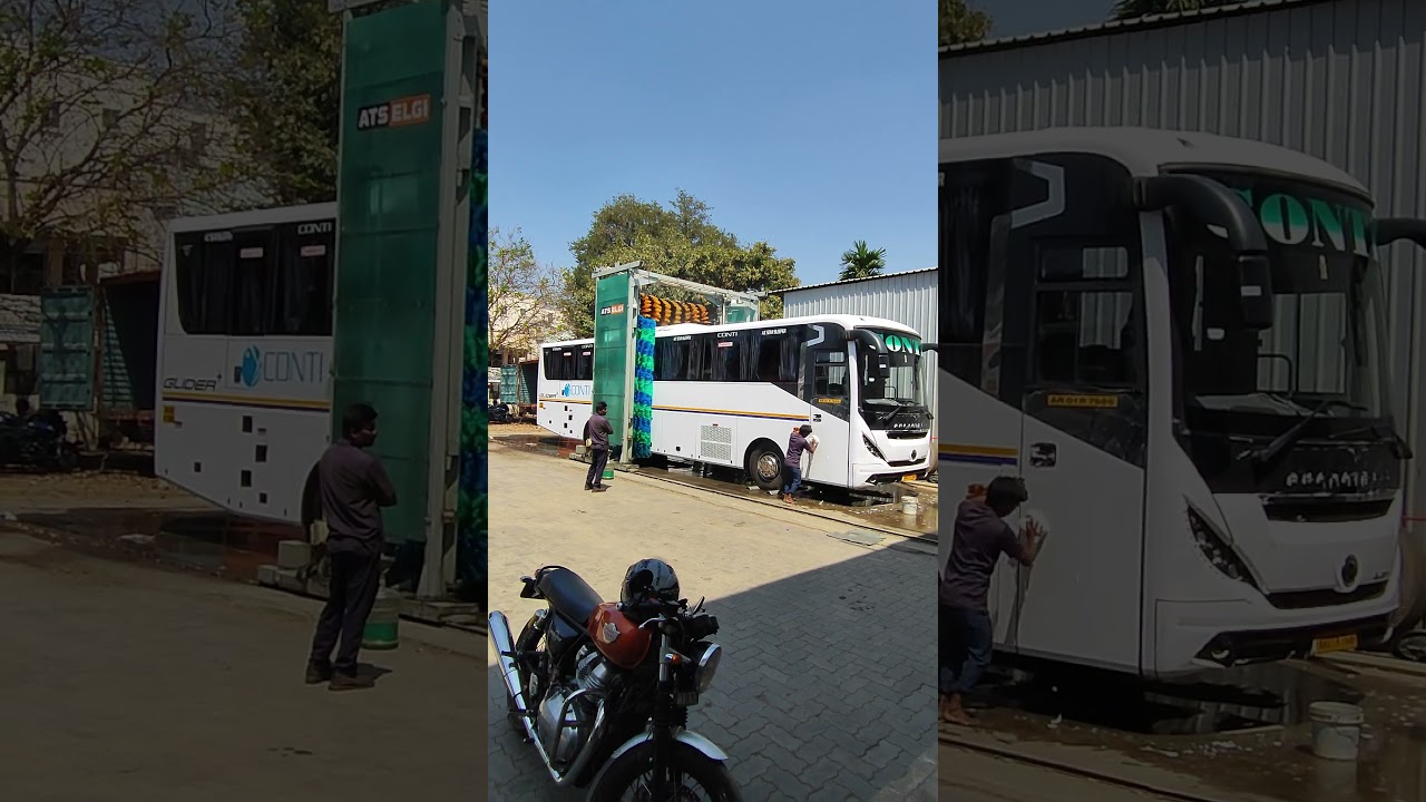 Water wash bus cleaning process #coimbatore #automobile #carfestival #hondacars #streetfood