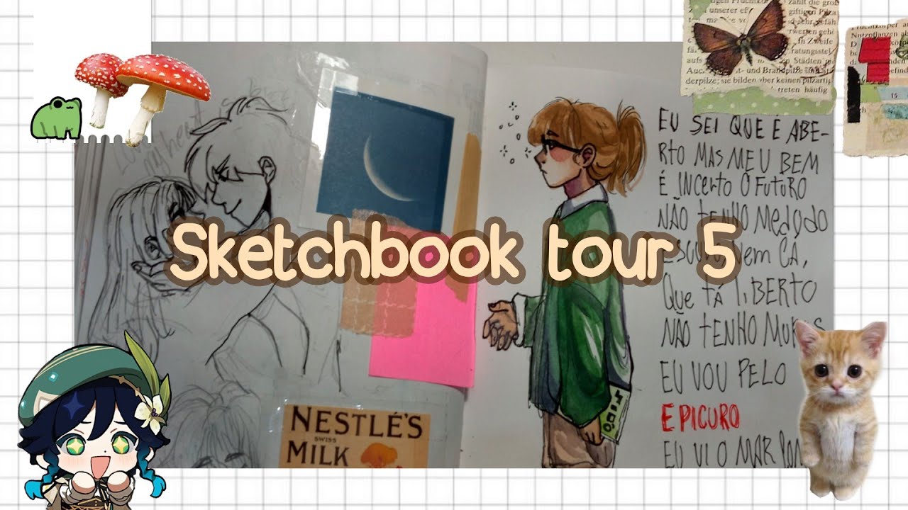 Tour pelo meu sketchbook número 5 (2021-2022) parte 1 🪴