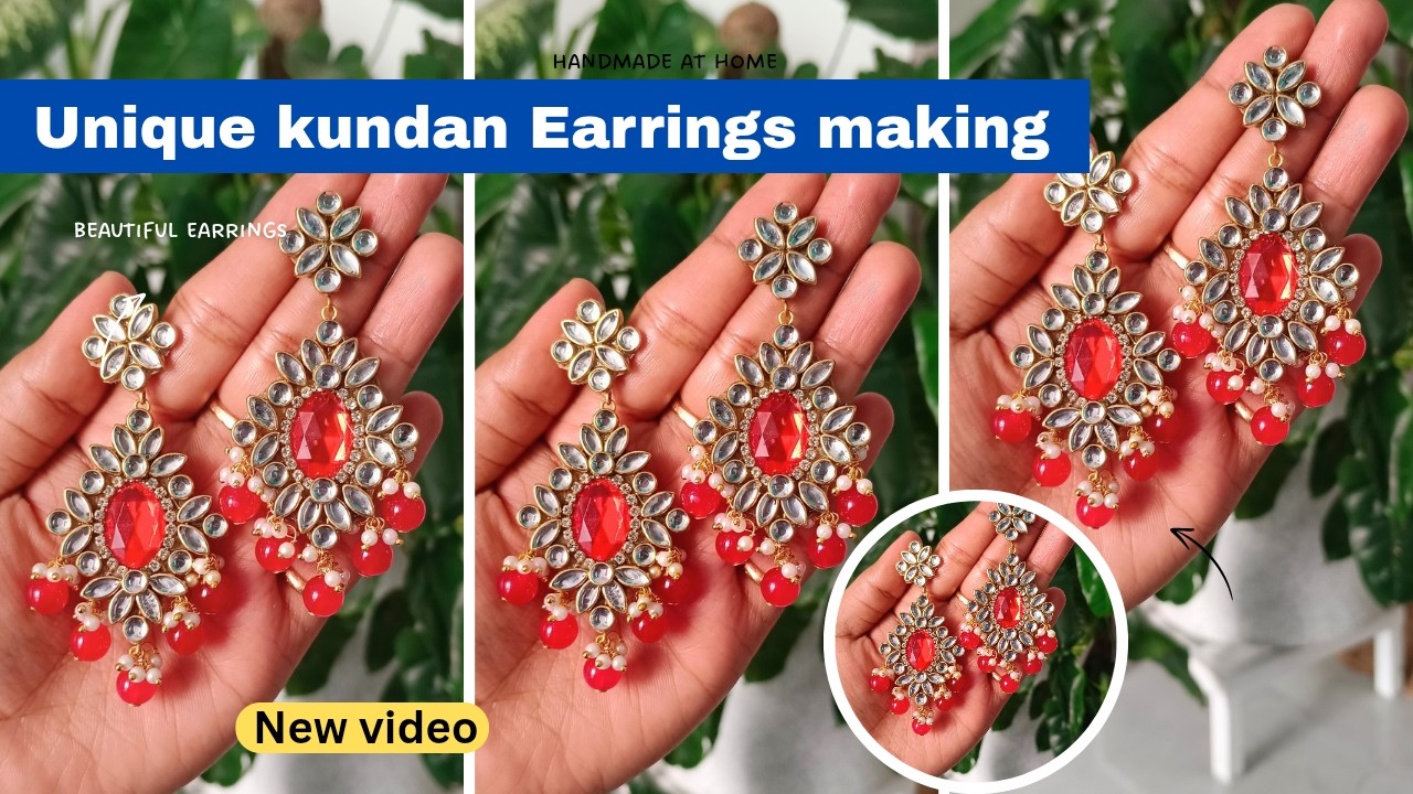 Unique Handmade Kundan Earrings making l Easy Tutorial l