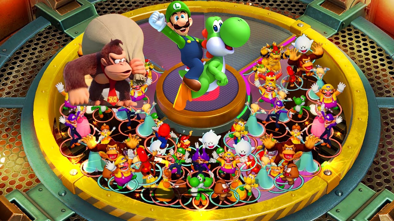 Super Mario Party - Color Team Battles - Luigi's Blue's Team vs Donkey Kong's Brown's Team