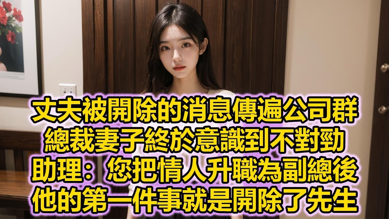 丈夫被開除的消息傳遍公司群，總裁妻子終於意識到不對勁，助理：您把情人升職為副總後，他的第一件事就是開除了先生