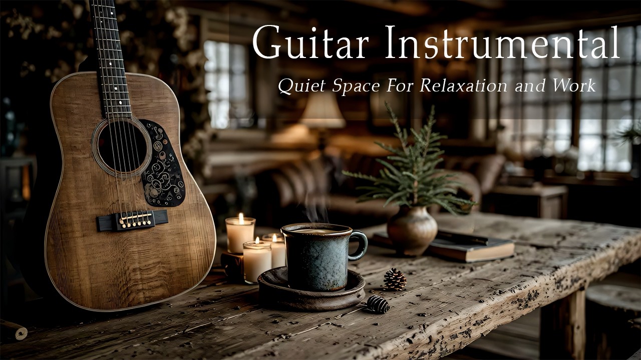 Peaceful Night Acoustic Guitar 🌙 Warm Fireplace, Soft Lights & Relaxing Mood (2 Hours)