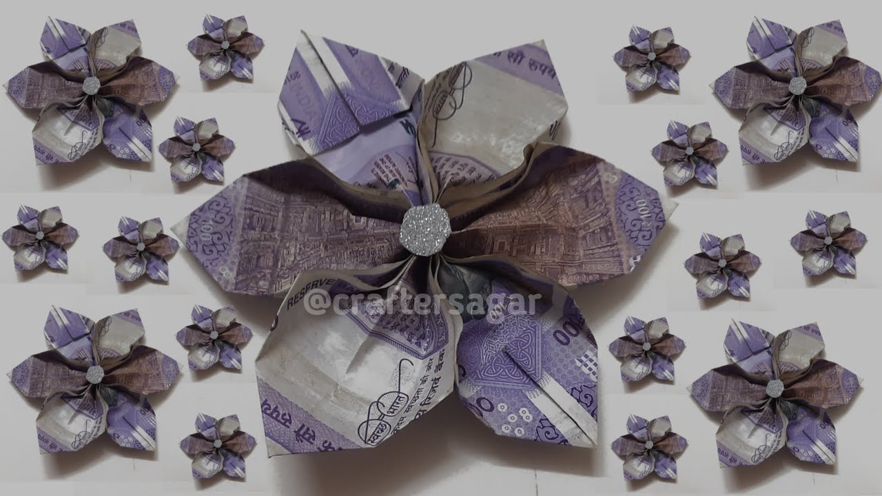 money origami flower🌸100 rupees note || tutorial diy by @craftersagar ​