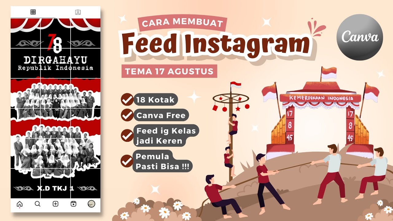 Cara Membuat Feed ig Kelas Tema Black di Canva || Feed ig 17 Agustus Aesthetic