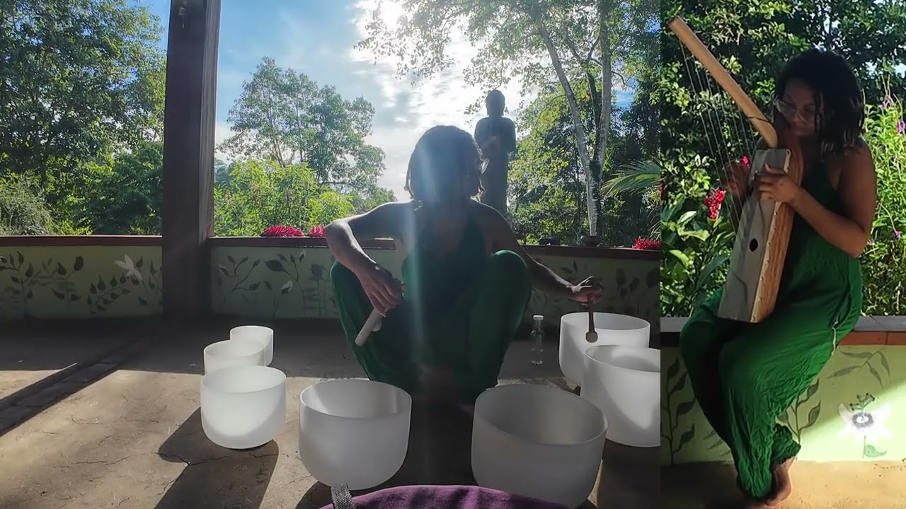 33 Sound Bath in the Jungle 8 Crystal Singing Bowls & Ancient Kemetic Harp 8