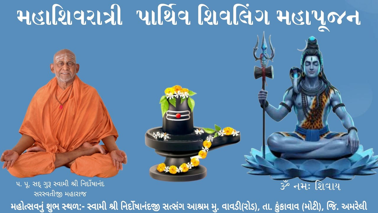 || મહાશિવરાત્રી || પાર્થિવ શિવલિંગ  મહાપુજન || સ્વામી શ્રી નિર્દોષાનંદજી સત્સંગ આશ્રમ મુ.વાવડી(રોડ)