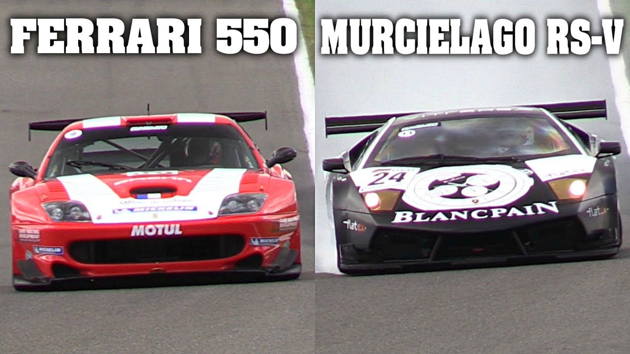 Ferrari 550 GT1 vs Lamborghini Murcielago RS-V - V12 Sound Comparison @ Spa-Francorchamps!
